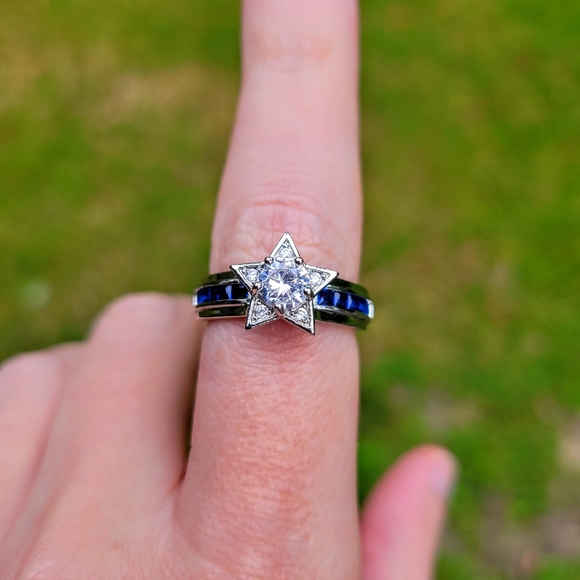 Star Lite Star Brite 925 Silver Blue Gem Ring - Picture 7 of 16